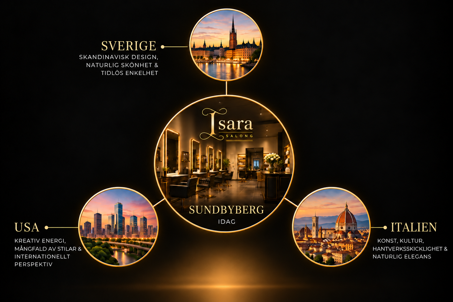 Saras internationella erfarenhet från Sverige, USA och Italien, samlad på Isara Salong i Sundbyberg